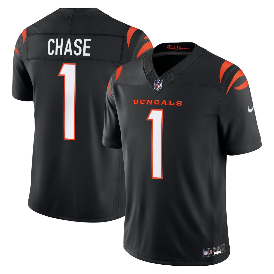Cincinnati Bengals Ja'Marr Chase Black Team Vapor F.U.S.E. Stitched Limited Jersey product image 1, provided for visual