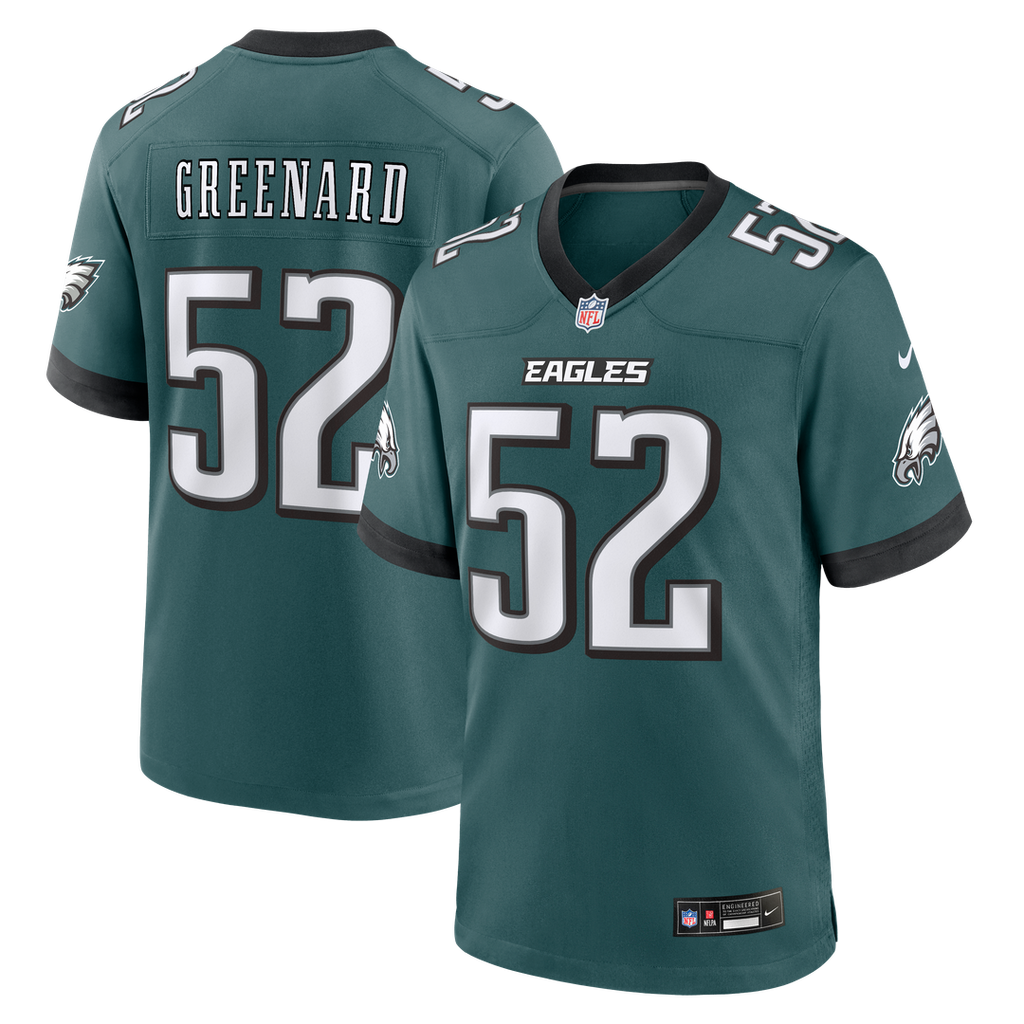 Philadelphia Eagles Jonathan Greenard Midnight Green Team Game Jersey product image 1, provided for visual reference and