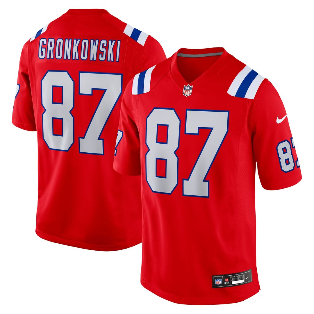 New England Patriots Rob Gronkowski Red Alternate Retired Player Game Jersey product image 7, provided for visual reference