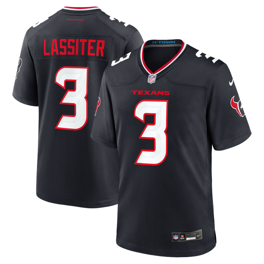 Houston Texans Kamari Lassiter Navy Team Game Jersey product image 1, provided for visual reference and product detail review
