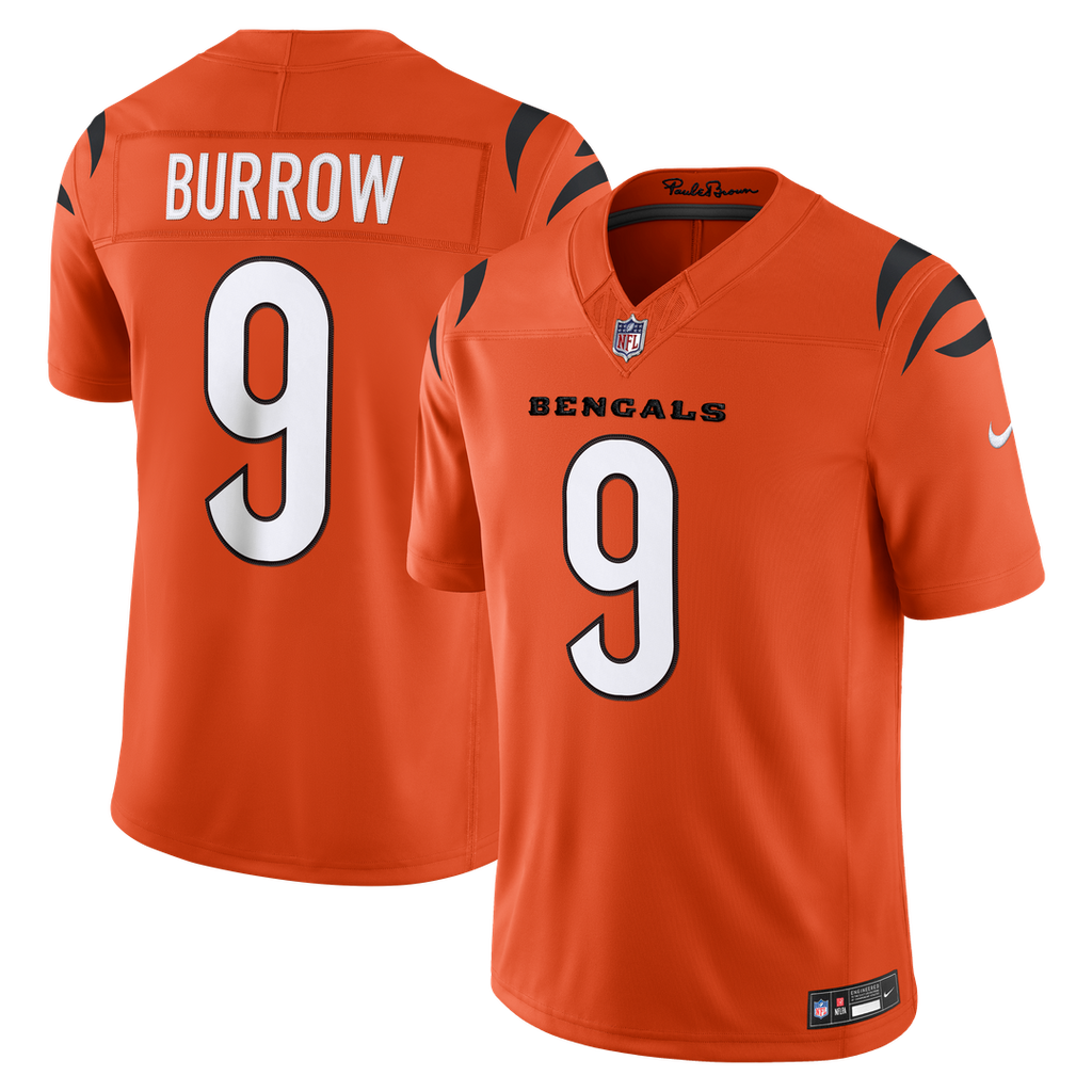 Cincinnati Bengals Joe Burrow Orange Alternate Vapor F.U.S.E. Stitched Limited Jersey product image 4, provided for visual