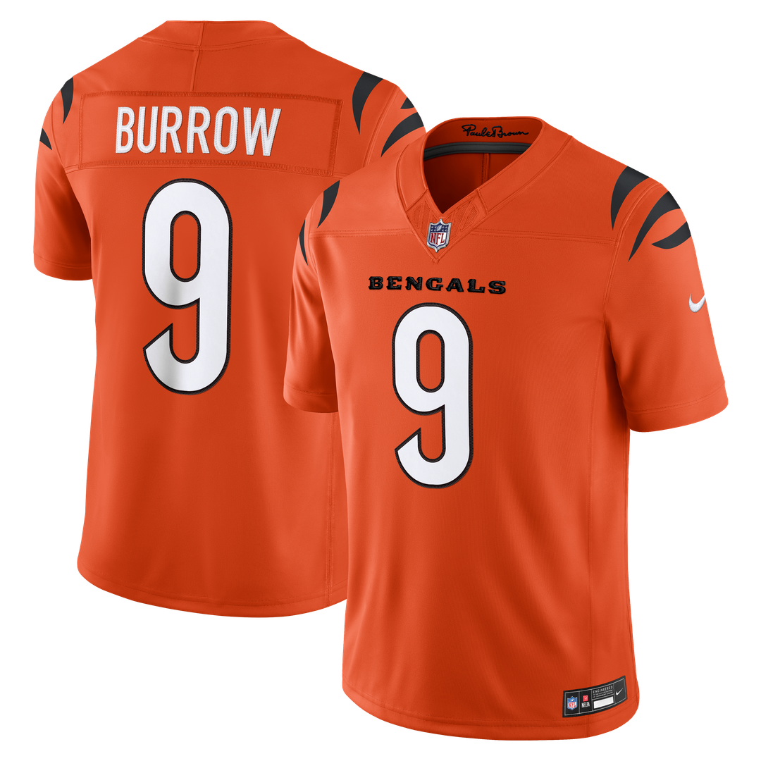 Cincinnati Bengals Joe Burrow Orange Alternate Vapor F.U.S.E. Stitched Limited Jersey product image 4, provided for visual
