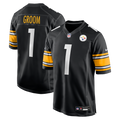 Pittsburgh Steelers Number 1 Groom Black Game Jersey product image 1, provided for visual reference and product detail review