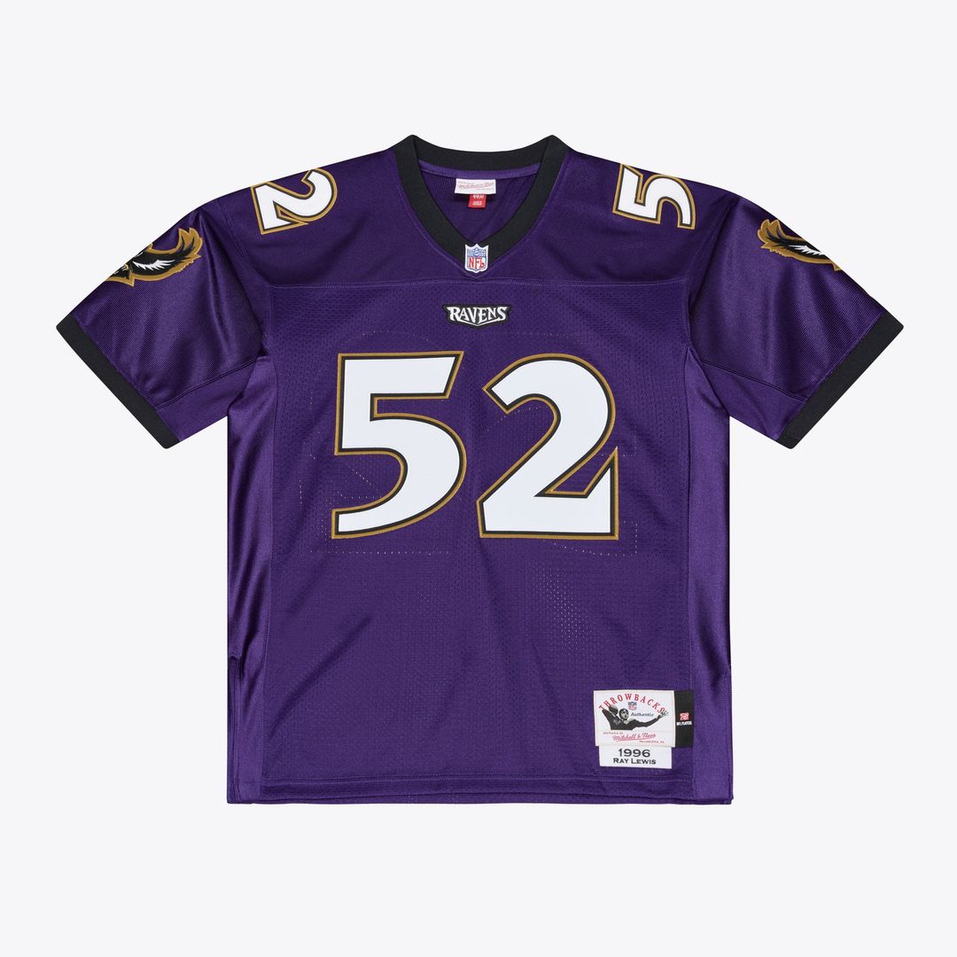Baltimore Ravens Ray Lewis Purple 1996 Authentic Throwback Jersey product image 2, provided for visual reference and product