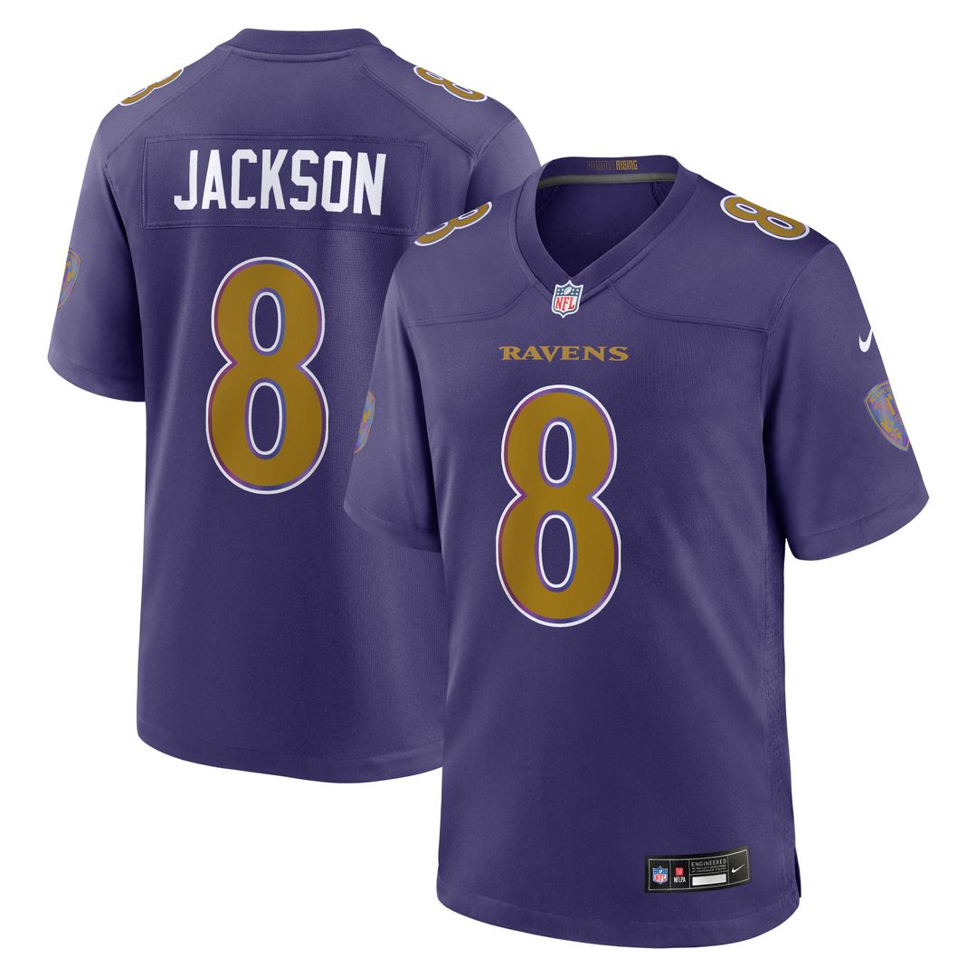 Baltimore Ravens Lamar Jackson Black Alternate Game Jersey product image 7, provided for visual reference and product detail