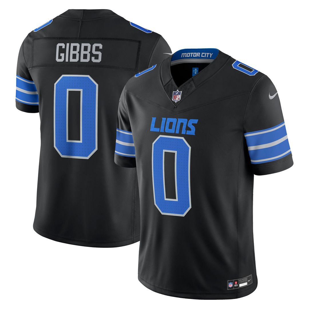 Detroit Lions Jahmyr Gibbs Black Alternate Vapor F.U.S.E. Stitched Limited Jersey product image 1, provided for visual