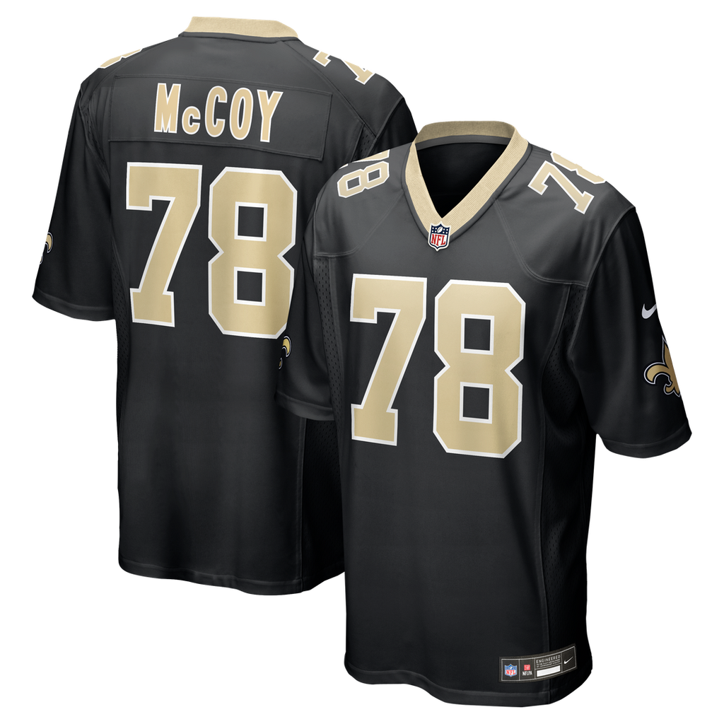 New Orleans Saints Erik Mccoy Black Game Jersey product image 1, provided for visual reference and product detail review