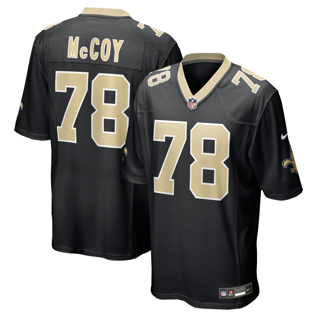 New Orleans Saints Erik Mccoy Black Game Jersey product image 1, provided for visual reference and product detail review