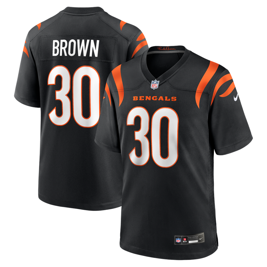 Cincinnati Bengals Chase Brown Black Team Game Jersey product image 1, provided for visual reference and product detail