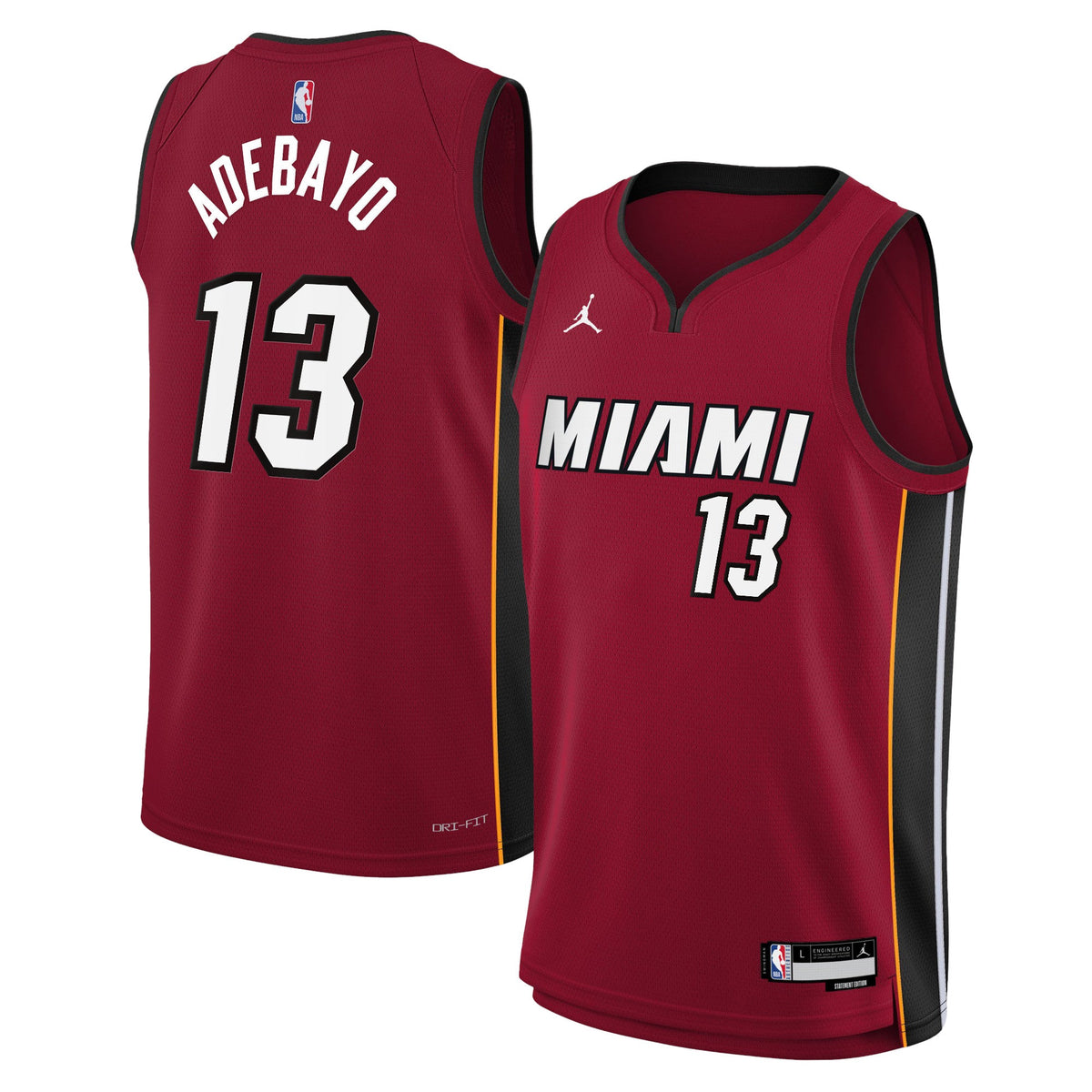 Bam Adebayo Miami Heat Statement Edition Swingman Jersey - Red - Youth product image 1, provided for visual reference and
