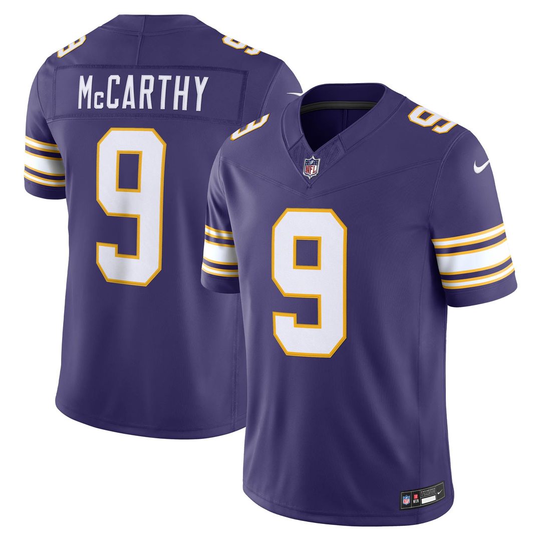 Minnesota Vikings J.J. McCarthy Purple Alternate Classic Vapor F.U.S.E. Stitched Limited Jersey product image 1, provided