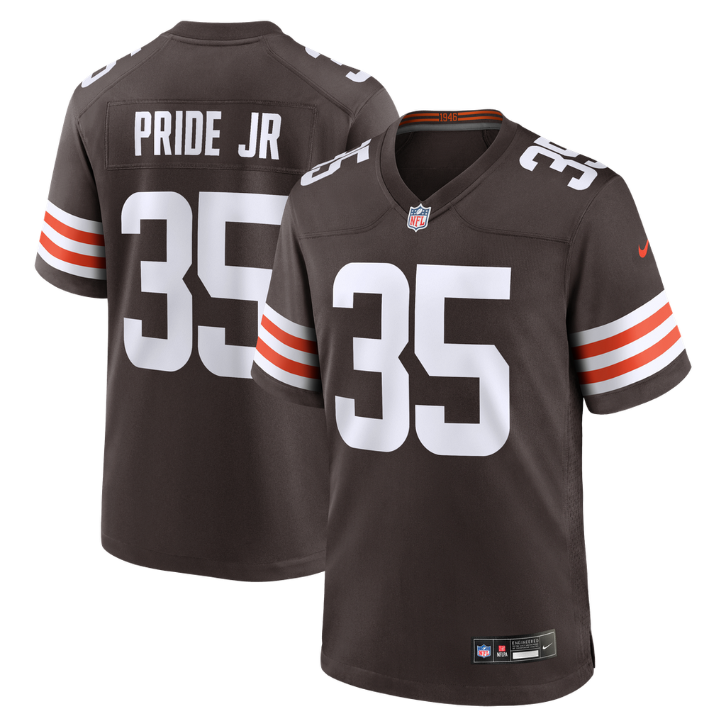 Cleveland Browns Toriano Pride Jr. Brown Team Game Jersey product image 1, provided for visual reference and product detail