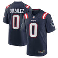 New England Patriots Christian Gonzalez Navy Team Game Jersey product image 1, provided for visual reference and product