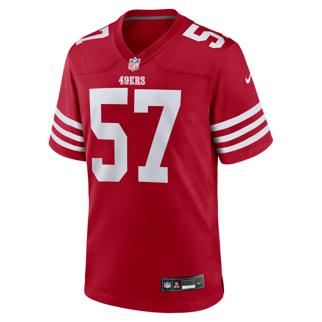 San Francisco 49ers Luke Gifford Scarlet Team Game Jersey product image 2, provided for visual reference and product detail