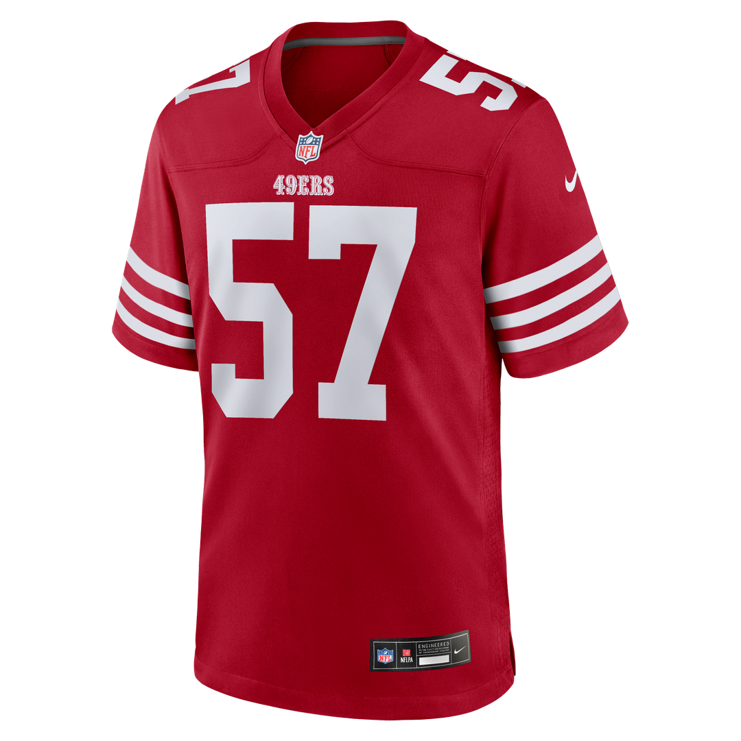 San Francisco 49ers Luke Gifford Scarlet Team Game Jersey product image 2, provided for visual reference and product detail