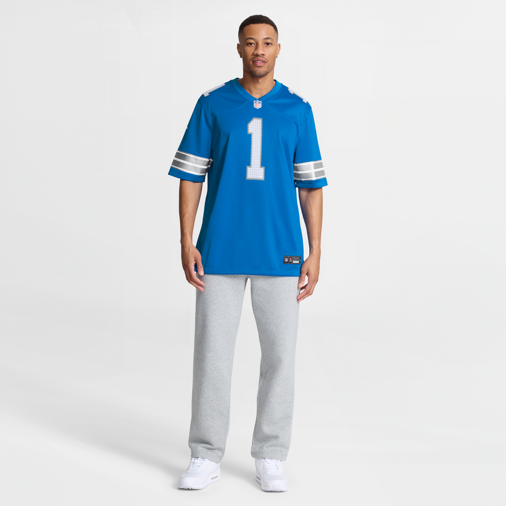 Detroit Lions Number 1 Dad Blue Game Jersey product image 7, provided for visual reference and product detail review