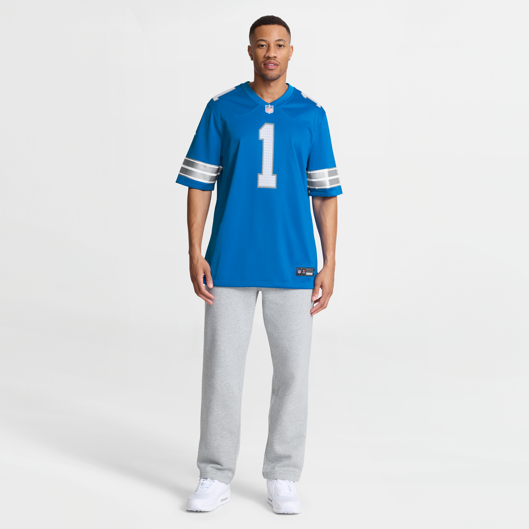 Detroit Lions Number 1 Dad Blue Game Jersey product image 7, provided for visual reference and product detail review