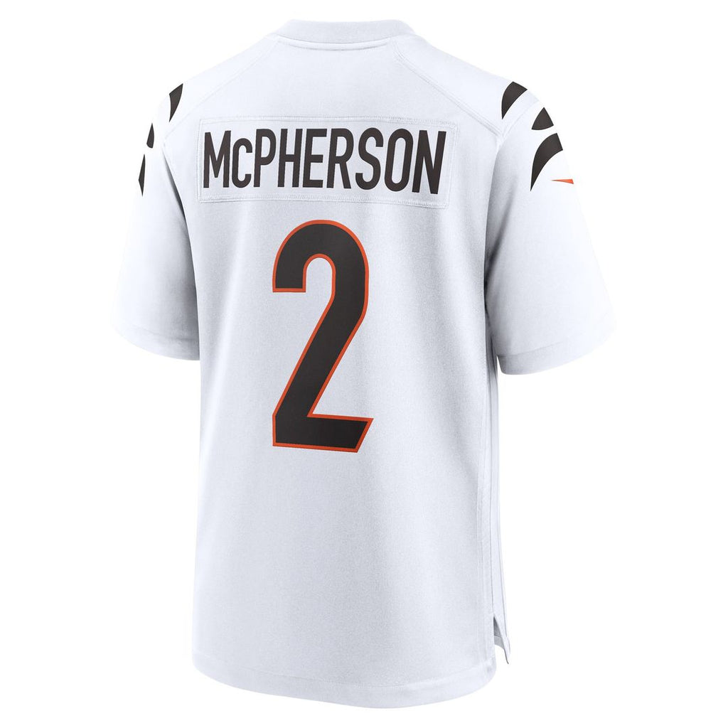 Cincinnati Bengals Evan McPherson White Game Player Jersey product image 3, provided for visual reference and product detail