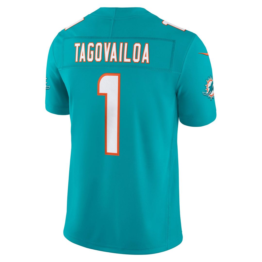 Miami Dolphins Tua Tagovailoa Aqua Team Vapor F.U.S.E. Stitched Limited Jersey product image 3, provided for visual