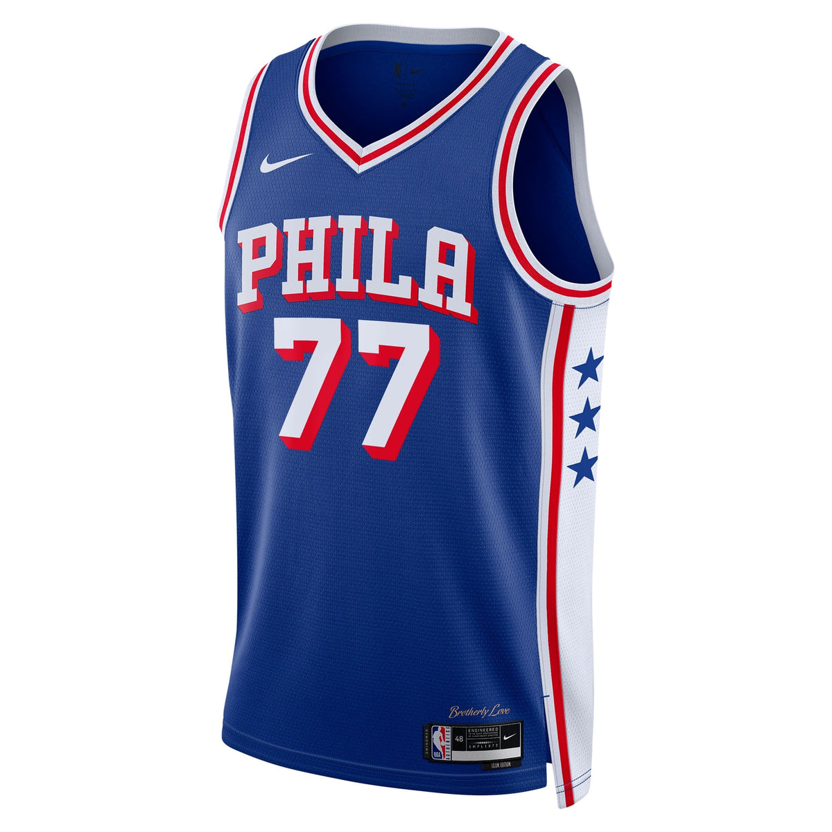 VJ Edgecombe Philadelphia 76ers Icon Edition Swingman Jersey - Royal - Unisex product image 3, provided for visual reference