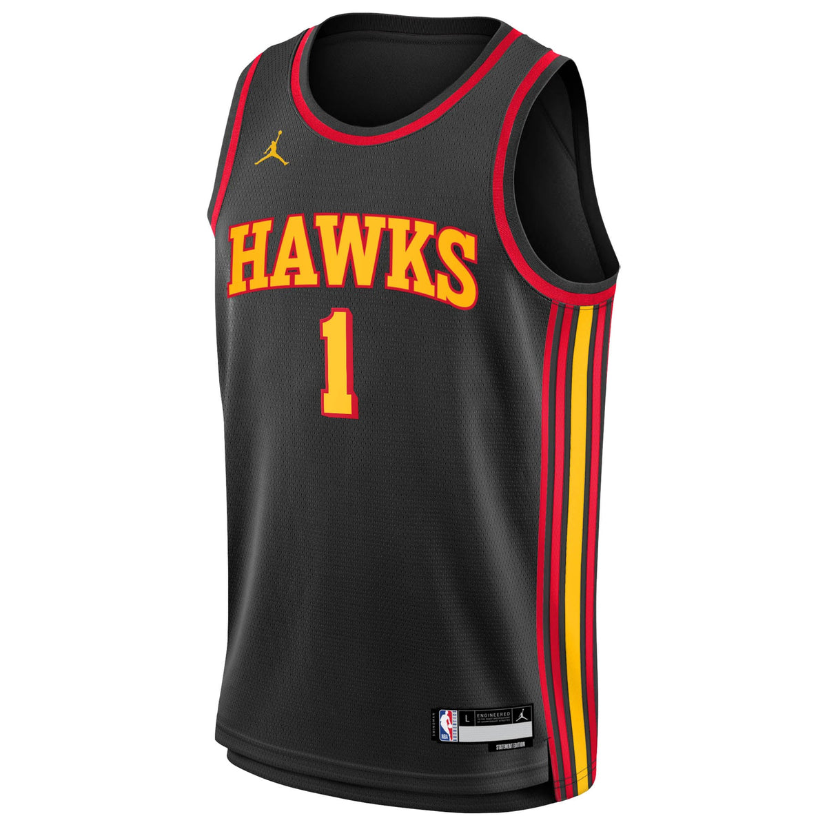 Jalen Johnson Atlanta Hawks Statement Edition Swingman Jersey - Black - Youth product image 3, provided for visual reference