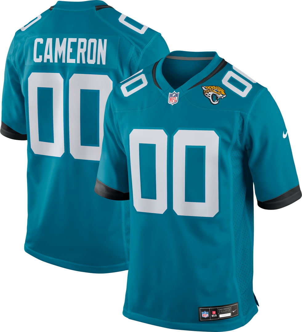 Jacksonville Jaguars Josh Cameron Teal Game Jersey product image 1, provided for visual reference and product detail review