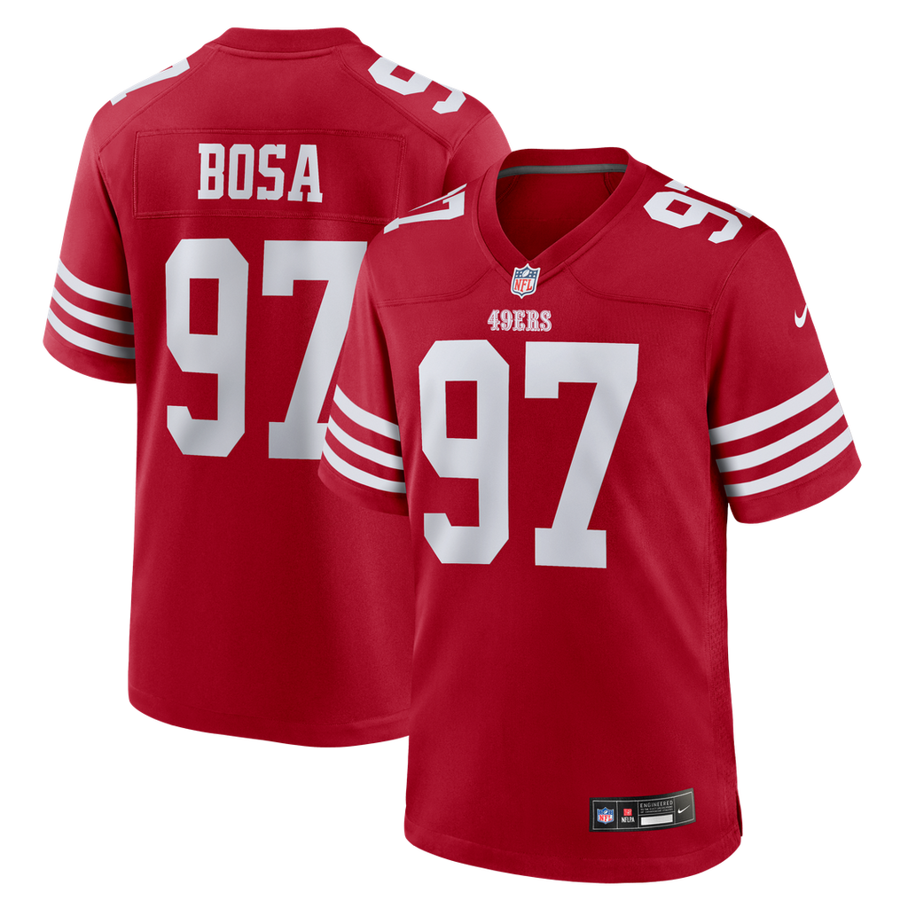 San Francisco 49ers Nick Bosa Scarlet Player Game Jersey product image 9, provided for visual reference and product detail