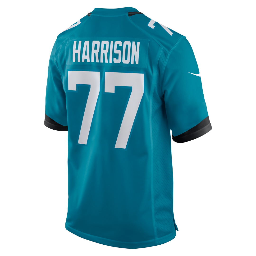 Jacksonville Jaguars Anton Harrison Teal Game Jersey product image 3, provided for visual reference and product detail review