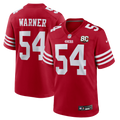 San Francisco 49ers Fred Warner Scarlet 80th Anniversary Game Jersey product image 1, provided for visual reference and