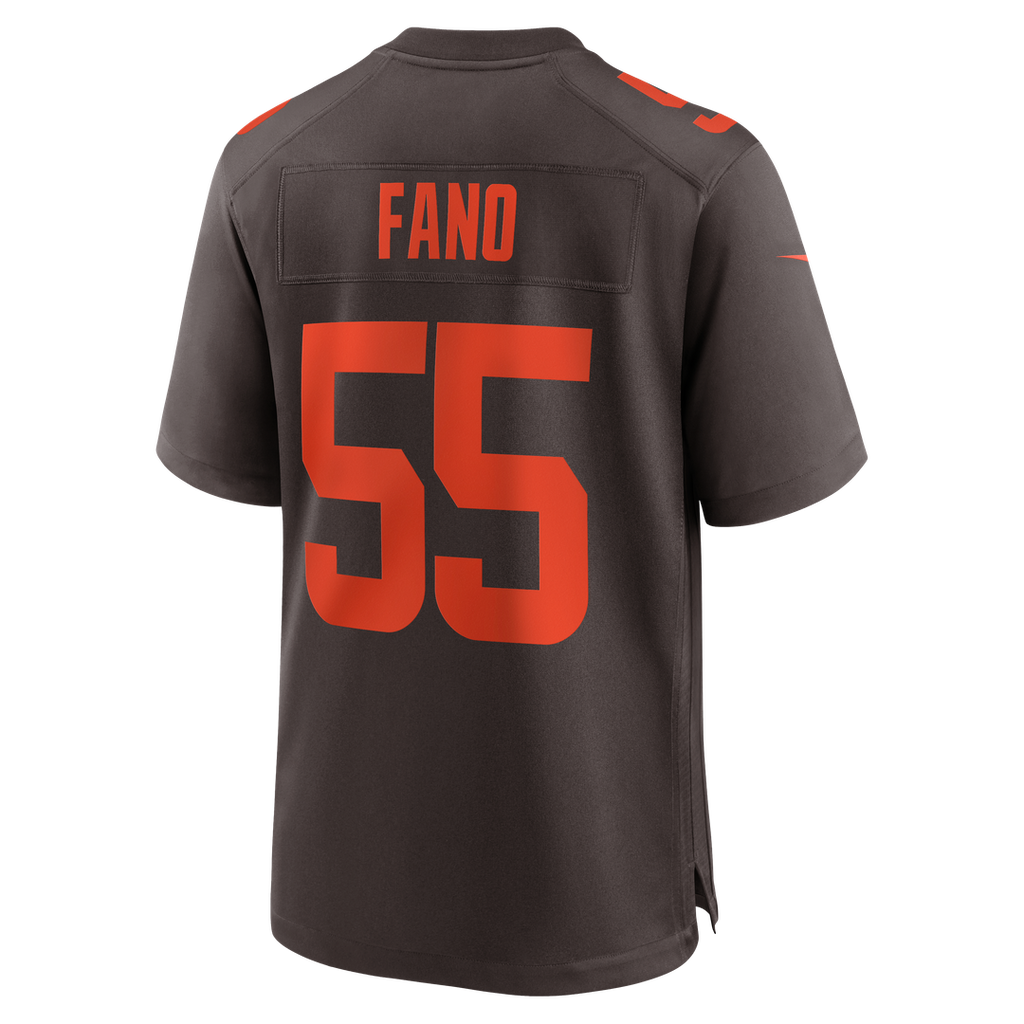 Cleveland Browns Spencer Fano Brown Alternate Game Jersey product image 3, provided for visual reference and product detail