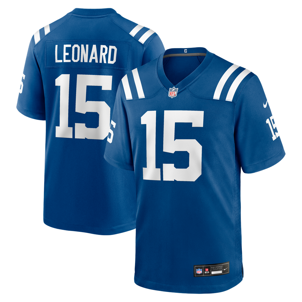 Indianapolis Colts Riley Leonard Royal Team Game Jersey product image 1, provided for visual reference and product detail