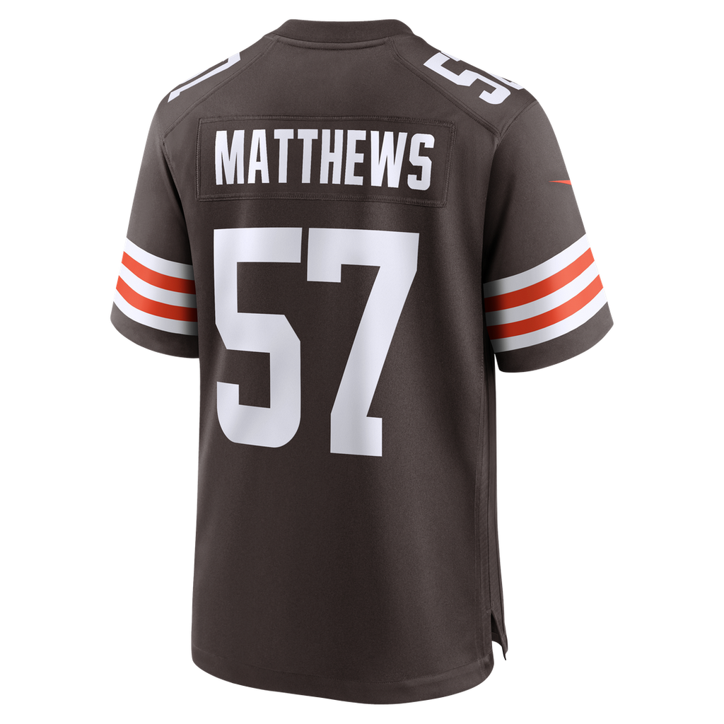 Cleveland Browns Clay Matthews Brown Game Retired Player Jersey product image 3, provided for visual reference and product