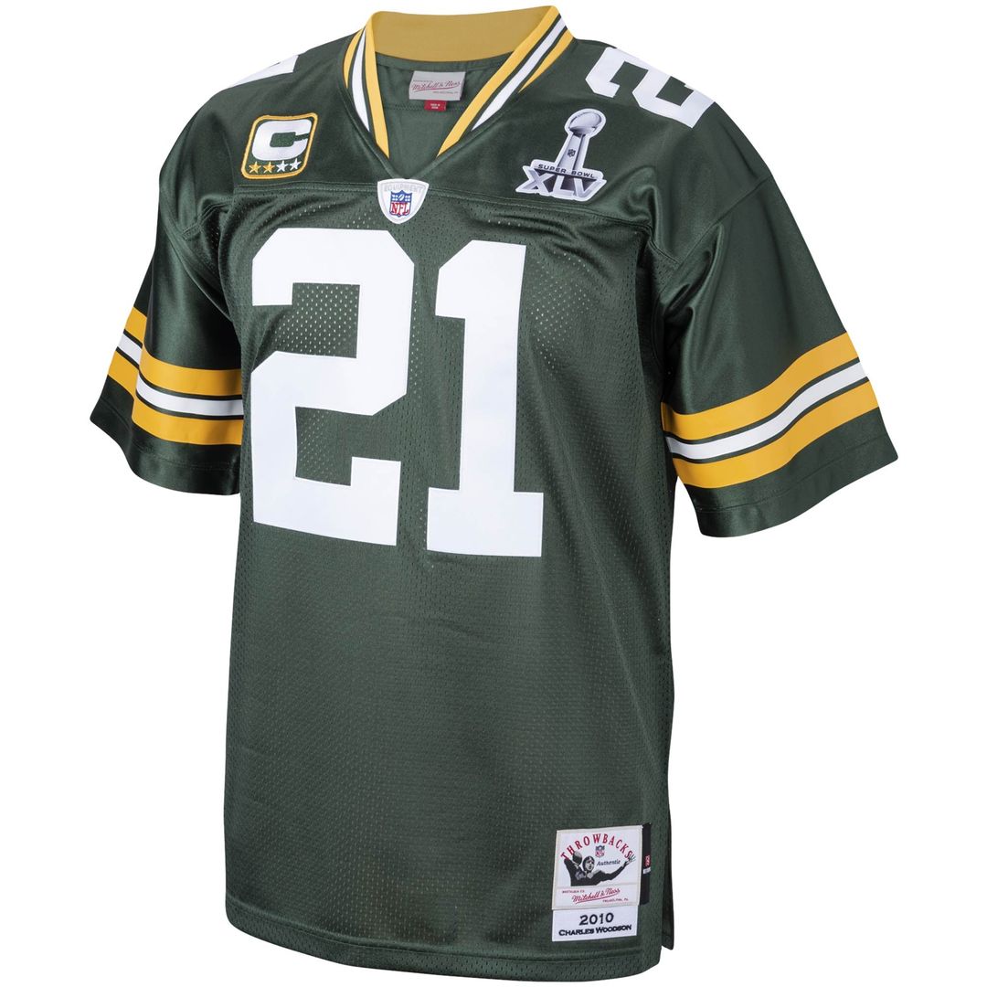 Green Bay Packers 2010 Charles Woodson Green Authentic Throwback Retired Player Jersey product image 2, provided for visual