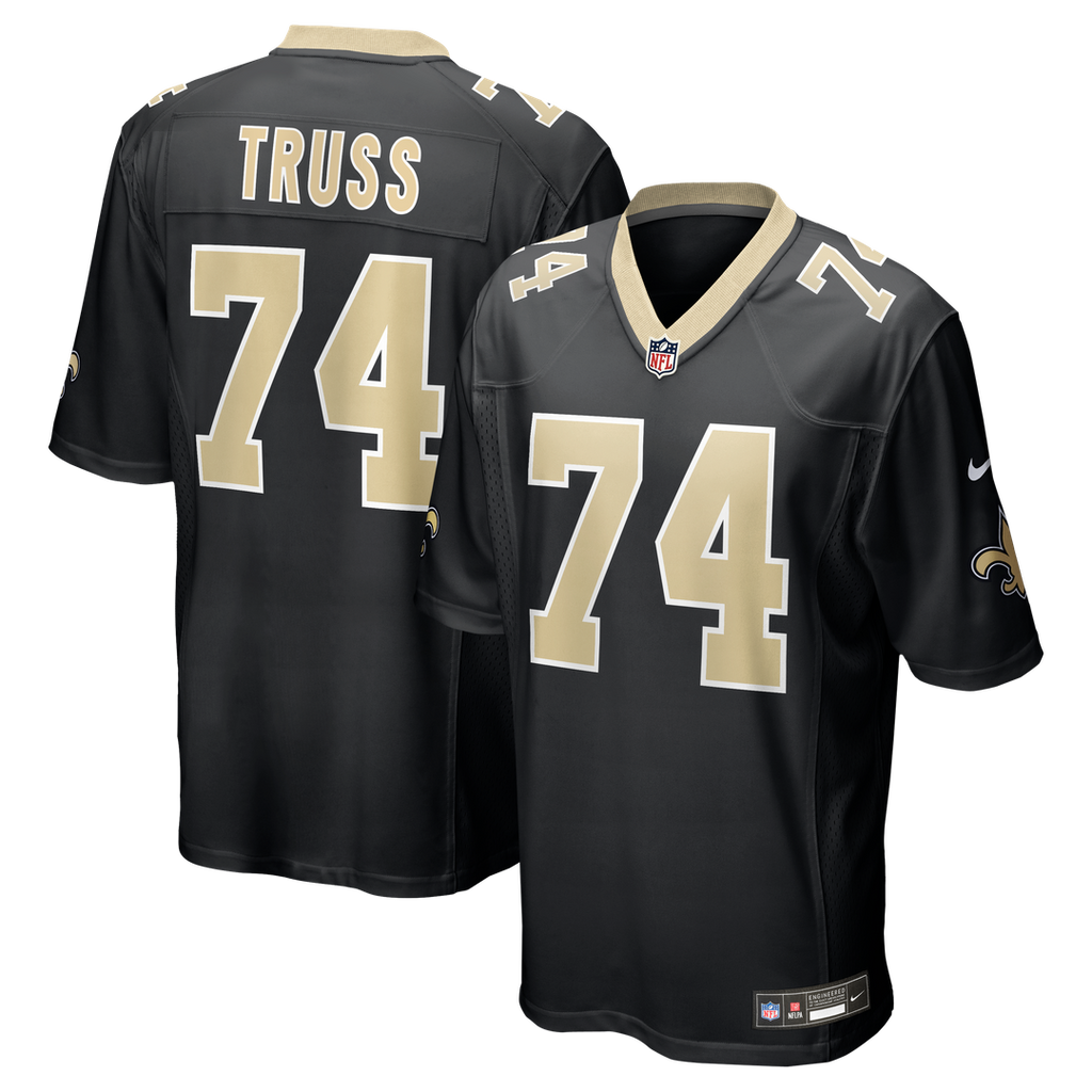 New Orleans Saints Xavier Truss Black Team Game Jersey product image 1, provided for visual reference and product detail