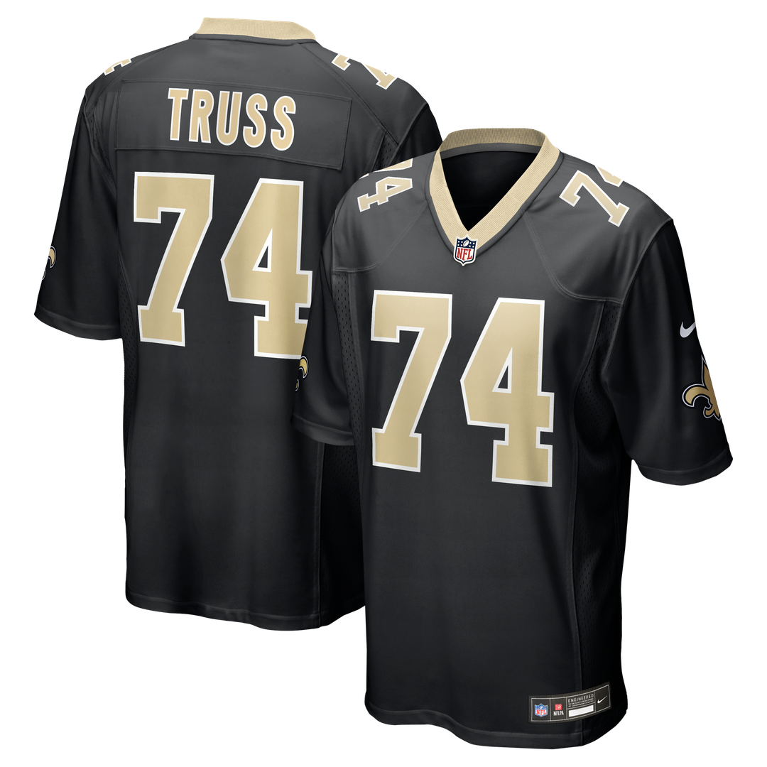 New Orleans Saints Xavier Truss Black Team Game Jersey product image 1, provided for visual reference and product detail