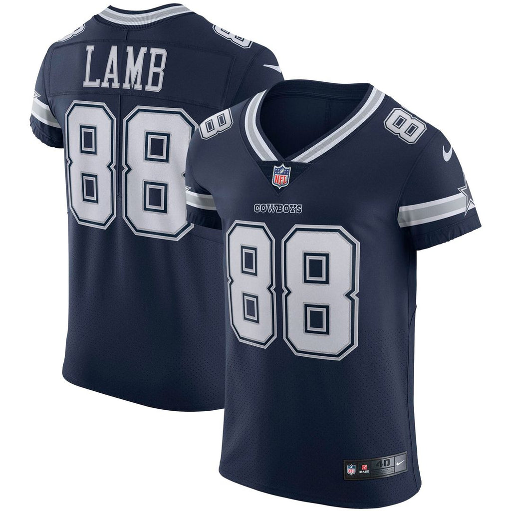Dallas Cowboys CeeDee Lamb Navy Vapor Elite Jersey product image 1, provided for visual reference and product detail review