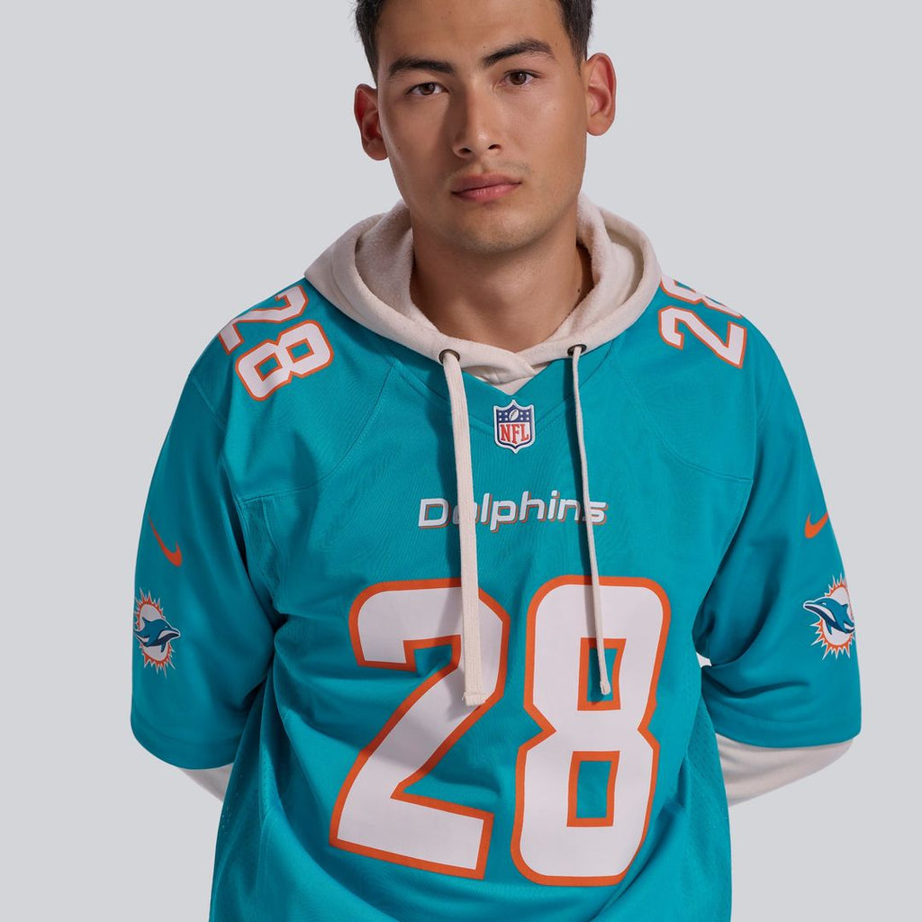 Miami Dolphins De’Von Achane Aqua Player Game Jersey product image 9, provided for visual reference and product detail review