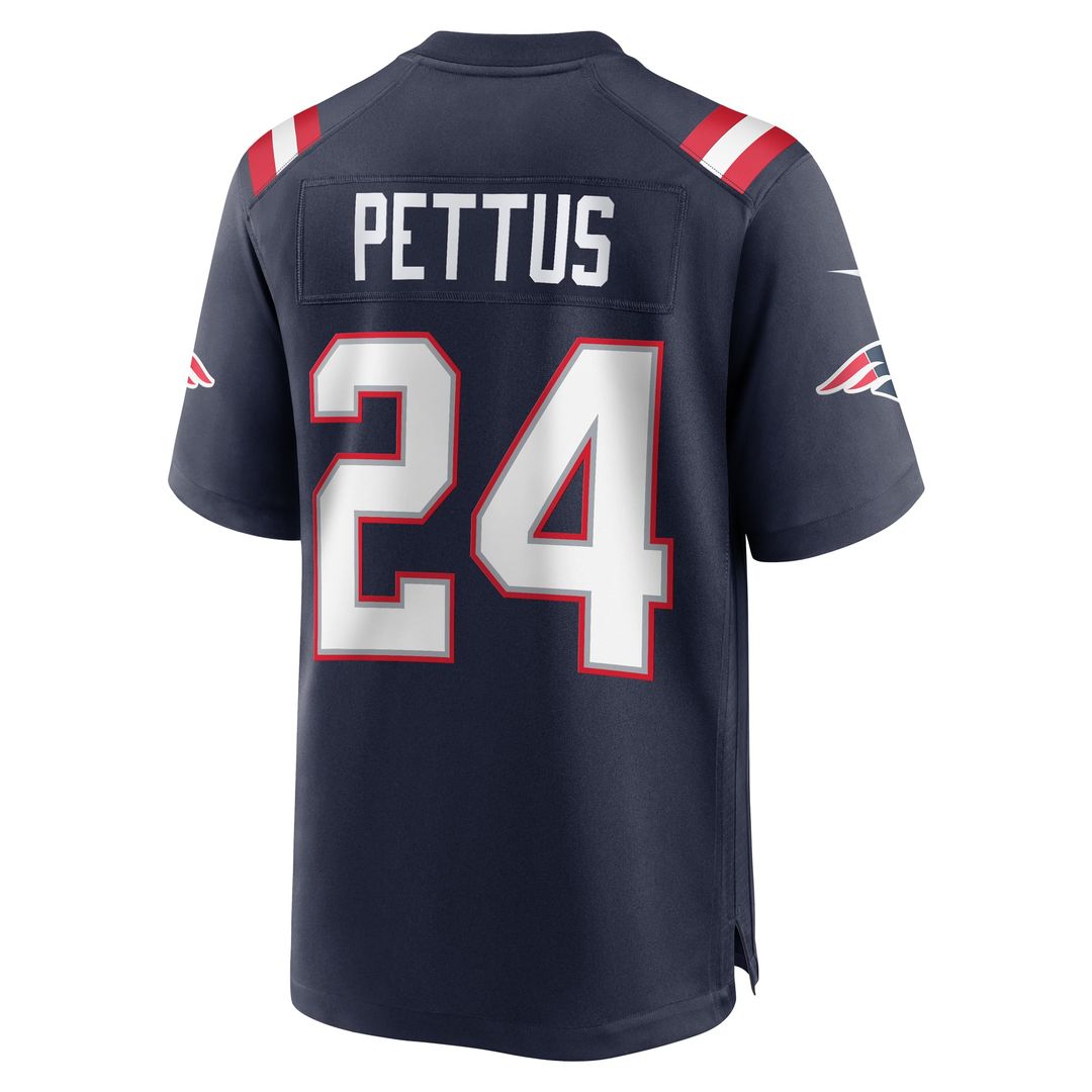 New England Patriots Dell Pettus Navy Game Jersey product image 3, provided for visual reference and product detail review