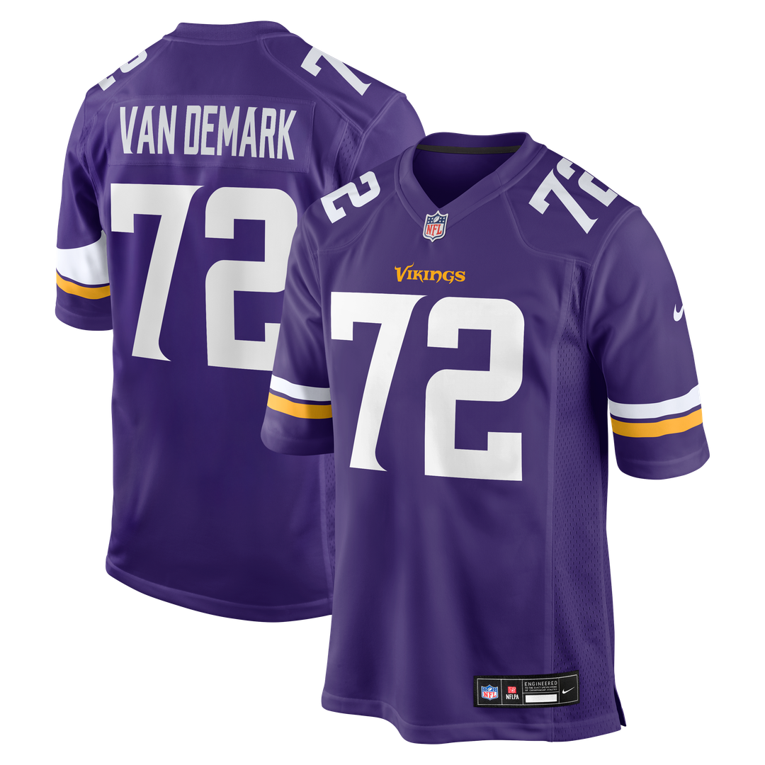 Minnesota Vikings Ryan Van Demark Purple Team Game Jersey product image 1, provided for visual reference and product detail
