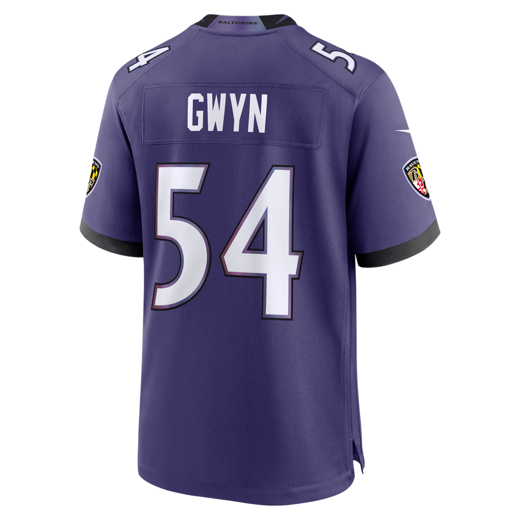 Baltimore Ravens Jovaughn Gwyn Purple Team Game Jersey product image 3, provided for visual reference and product detail