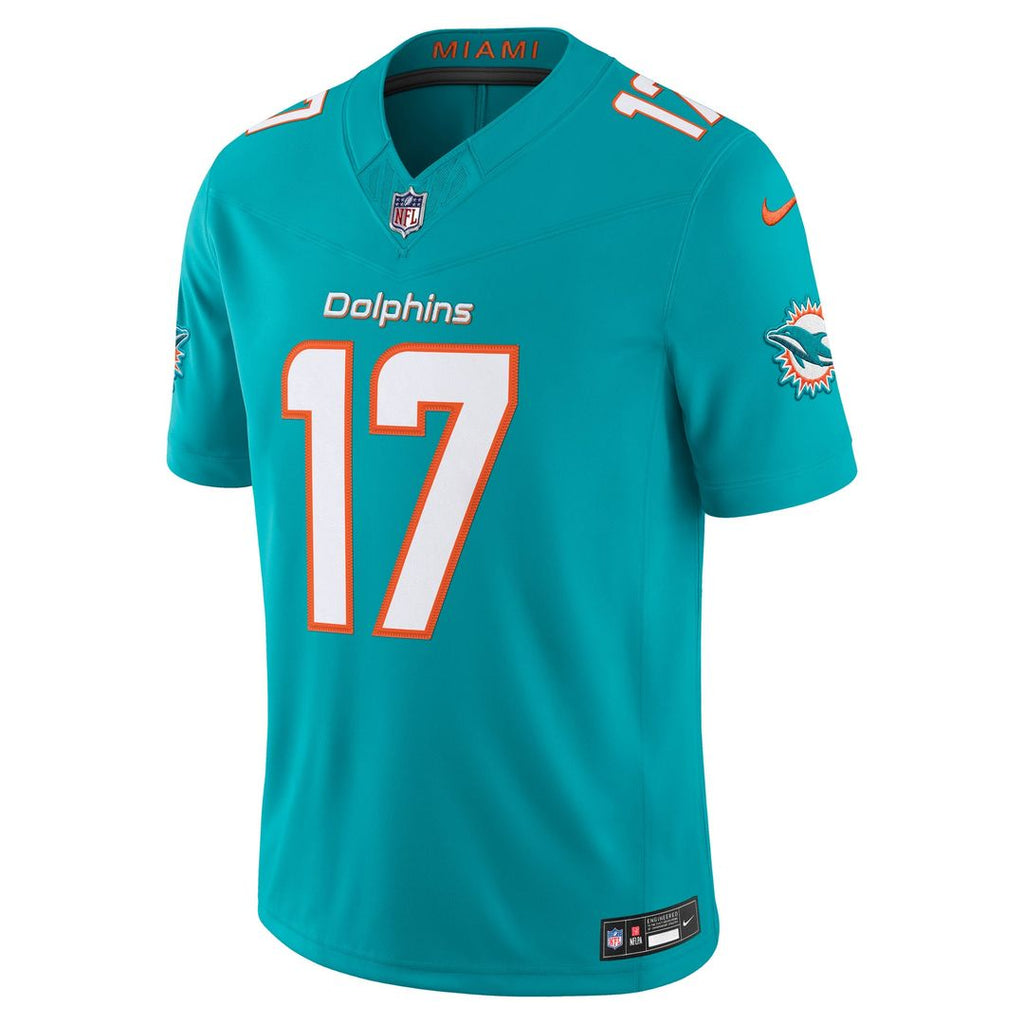 Miami Dolphins Jaylen Waddle Aqua Team Vapor F.U.S.E. Stitched Limited Jersey product image 6, provided for visual reference