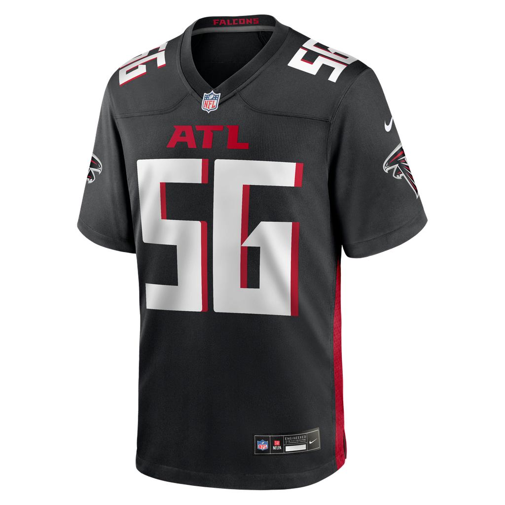 Atlanta Falcons Keith Brooking Black Game Retired Player Jersey product image 2, provided for visual reference and product