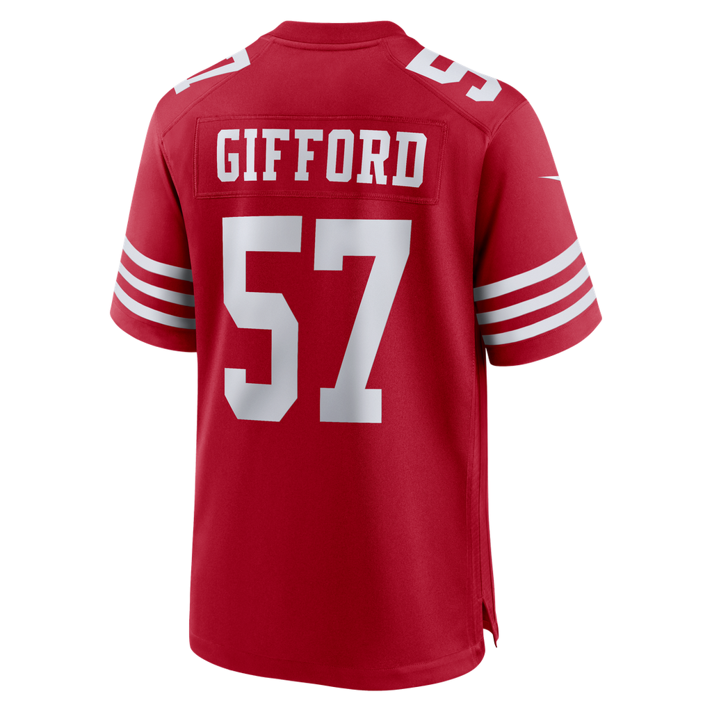 San Francisco 49ers Luke Gifford Scarlet Team Game Jersey product image 3, provided for visual reference and product detail