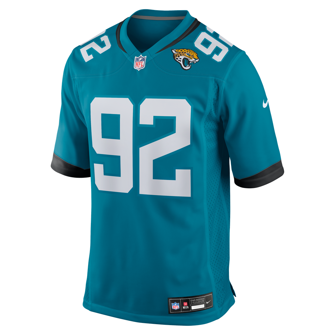 Jacksonville Jaguars Danny Striggow Teal Team Game Jersey product image 2, provided for visual reference and product detail
