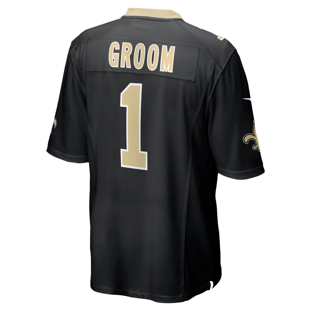 New Orleans Saints Number 1 Groom Black Game Jersey product image 3, provided for visual reference and product detail review