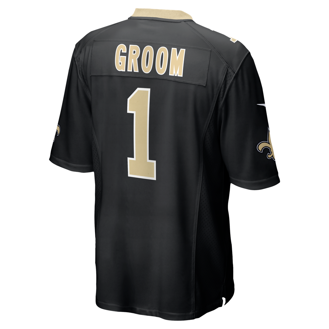 New Orleans Saints Number 1 Groom Black Game Jersey product image 3, provided for visual reference and product detail review
