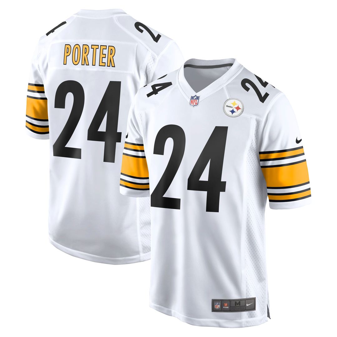Pittsburgh Steelers Joey Porter Jr. White Away Game Jersey product image 1, provided for visual reference and product detail