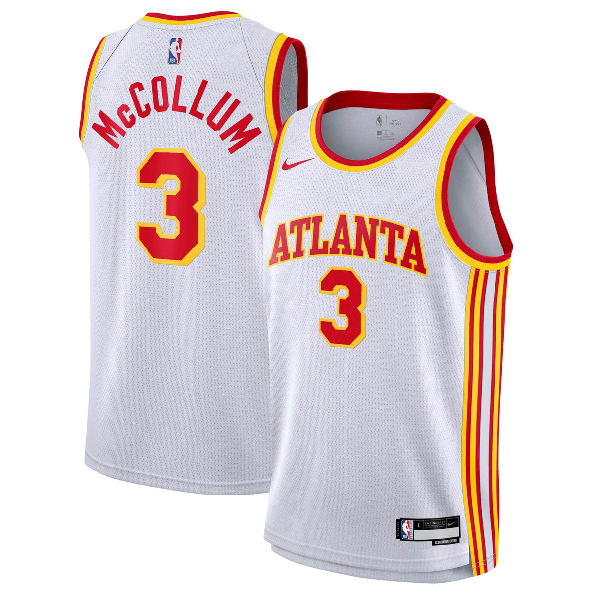 CJ McCollum Atlanta Hawks Association Edition Swingman Jersey - White - Youth product image 1, provided for visual reference