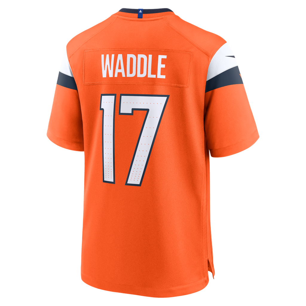 Denver Broncos Jaylen Waddle Orange Game Jersey product image 3, provided for visual reference and product detail review
