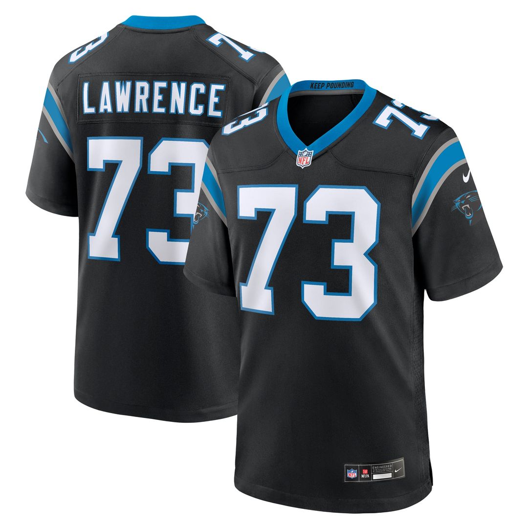 Carolina Panthers Rashard Lawrence Black Game Jersey product image 1, provided for visual reference and product detail review